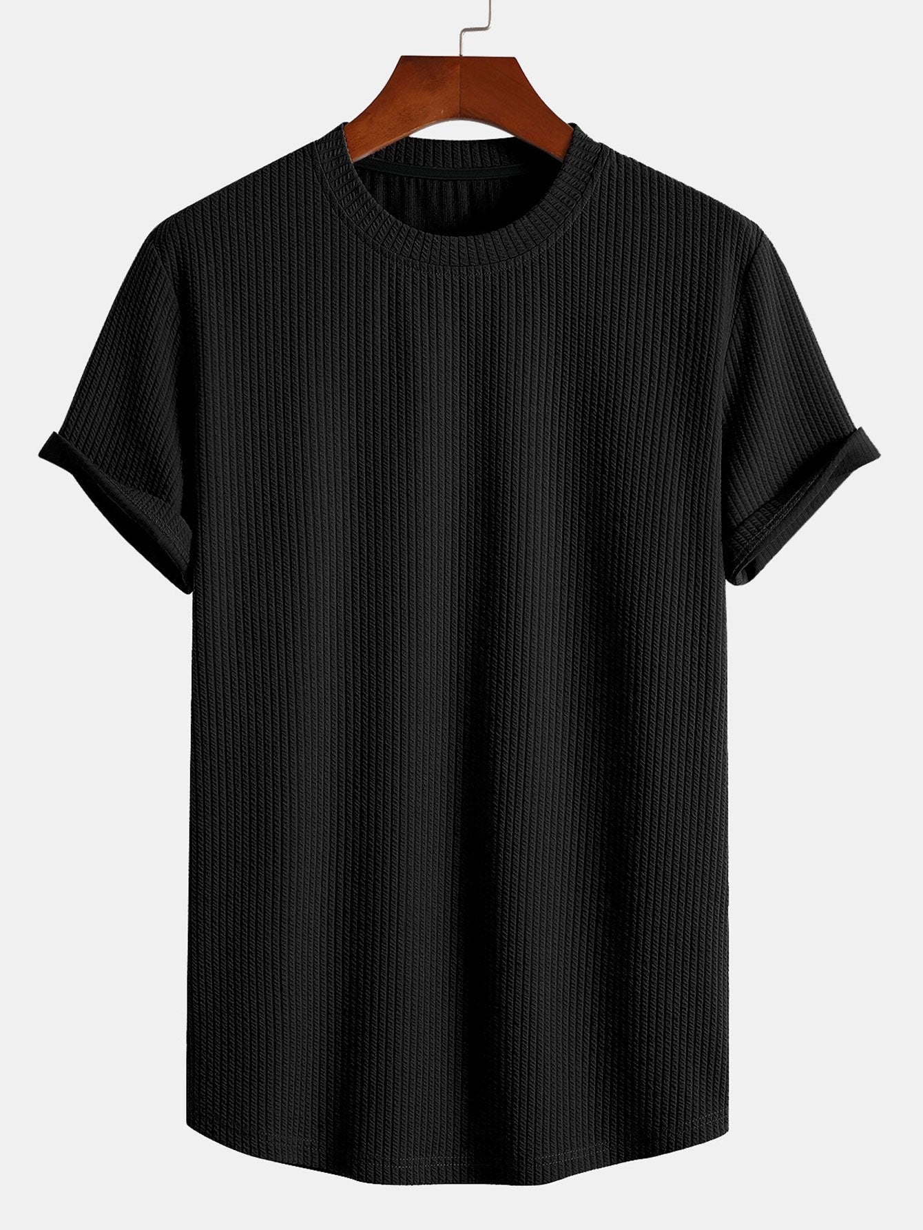 Muscle Fit Ribbed Arc Hem T-Shirt & Shorts