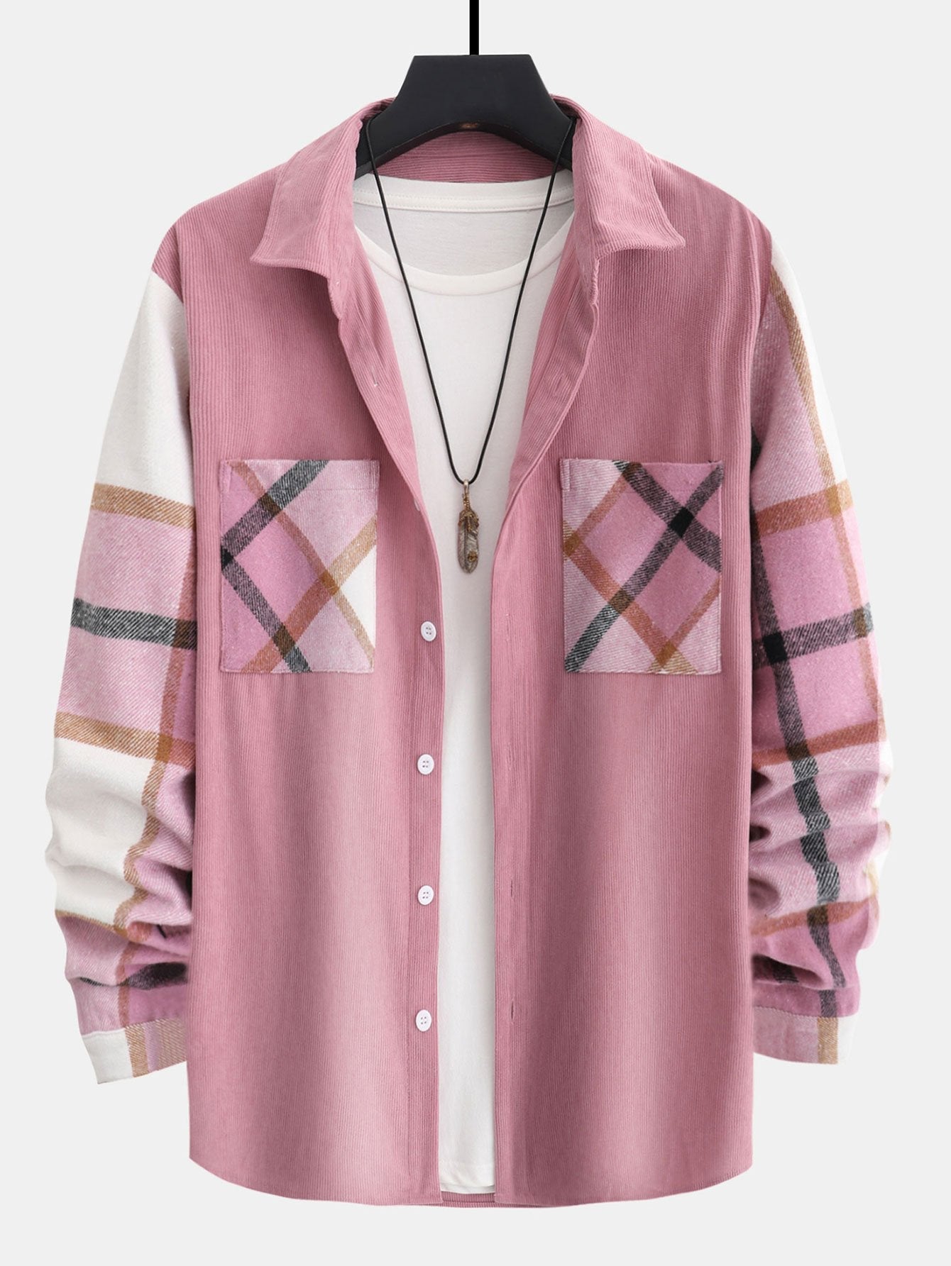 Plaid Corduroy Patchwork Shirt