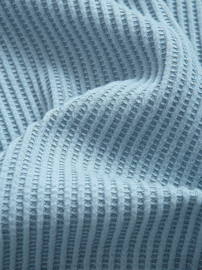 Knitted Waffle Arc Hem Hooded T-Shirt