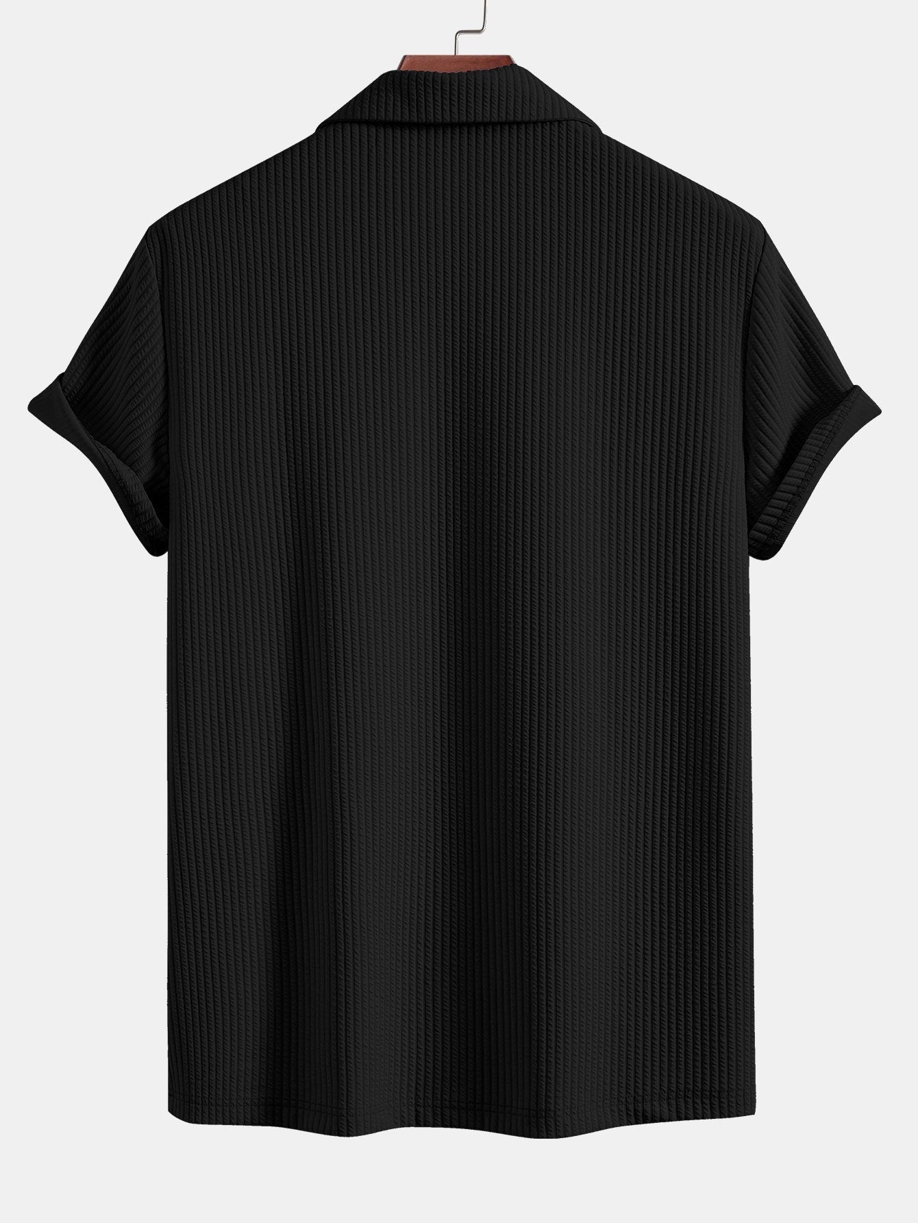 Muscle Fit Ribbed Deep Cuban Shirt