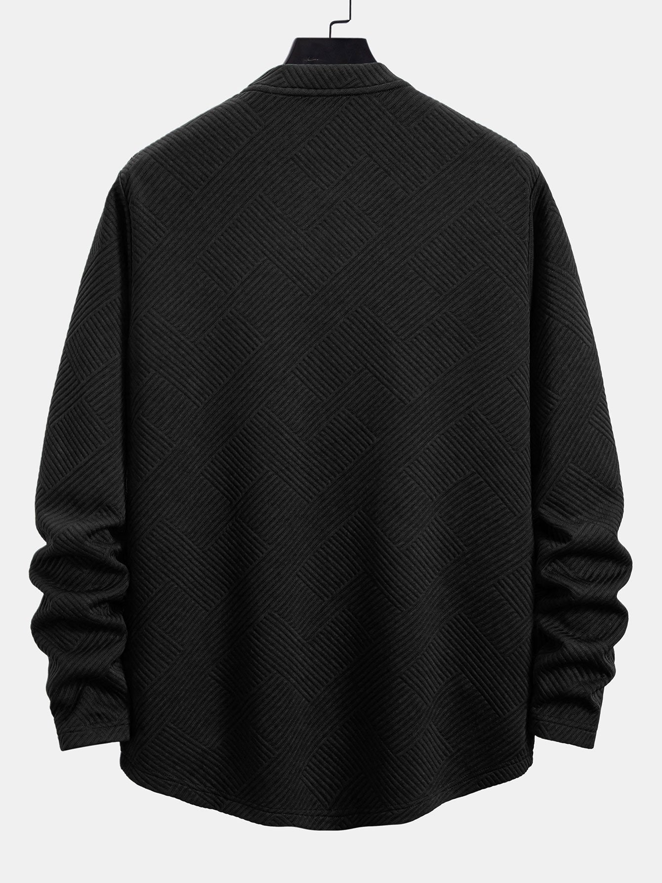 Long Sleeve Stripe Jacquard Arc Hem T-Shirt