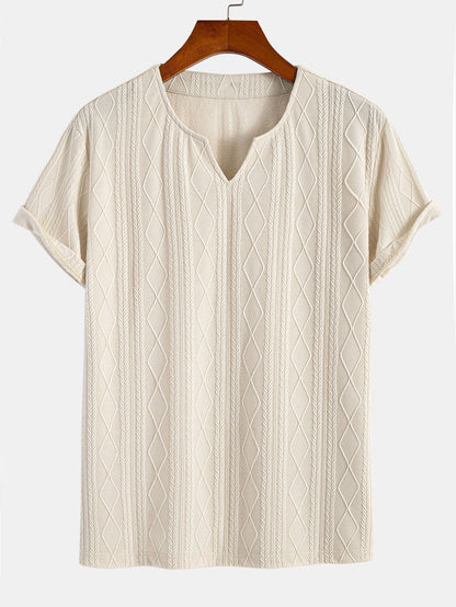 Muscle Fit Geometric Jacquard Notch T-Shirt