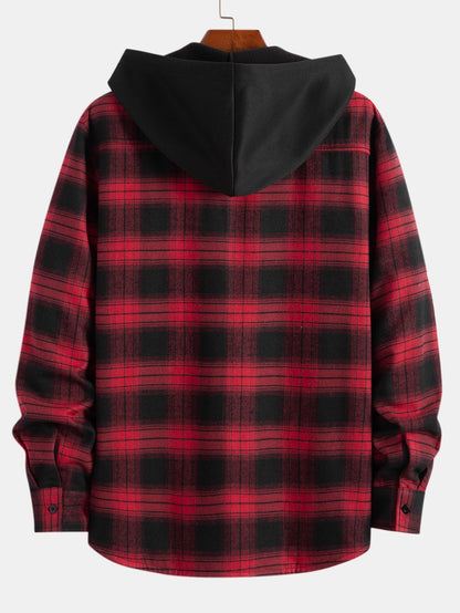 Fleece Lined Plaid Hooded Shirt