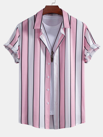 Stripe Print Button Up Shirt