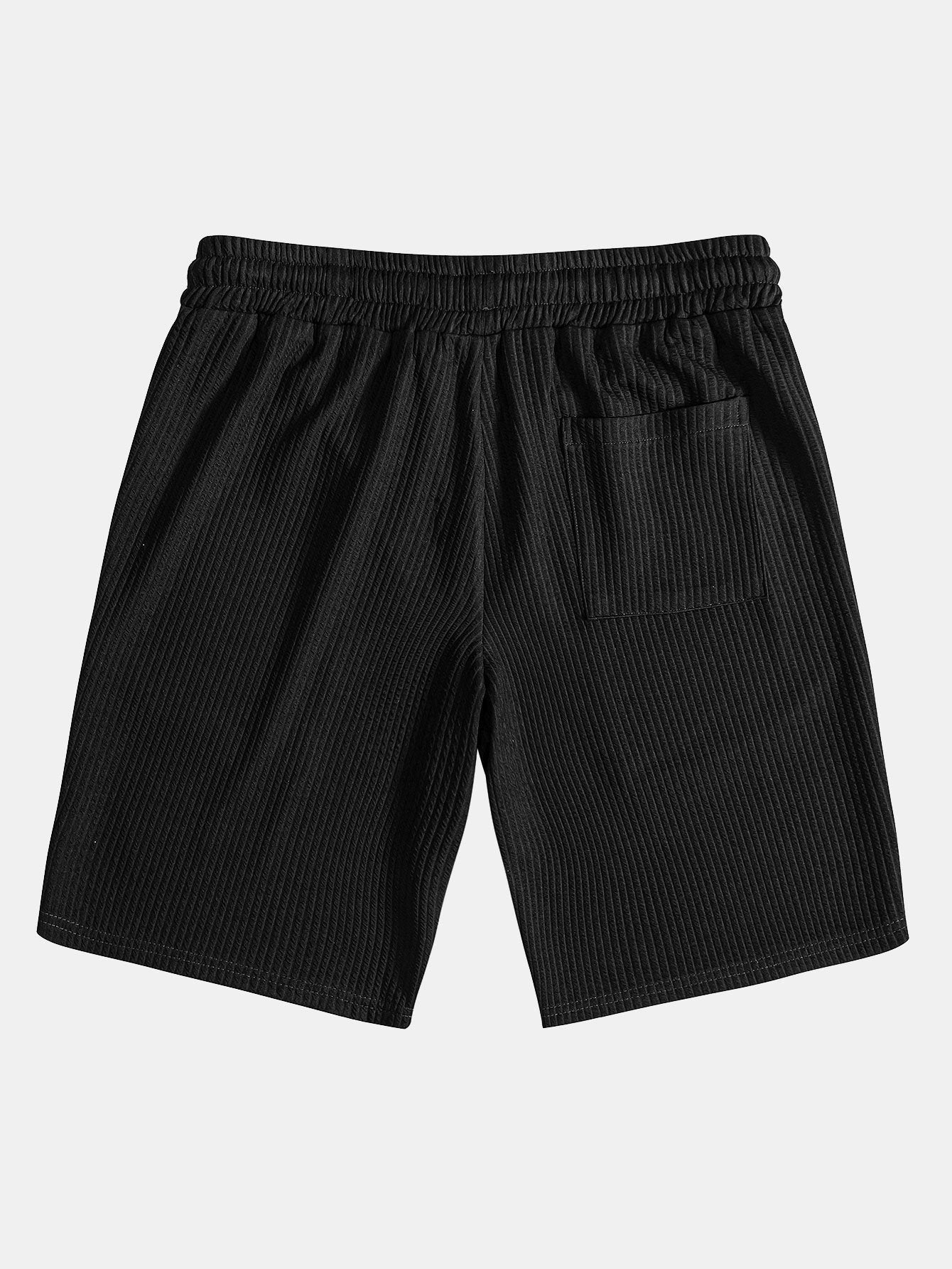 Relax Fit Ribbed T-Shirt & Drawstring Ribbed Shorts