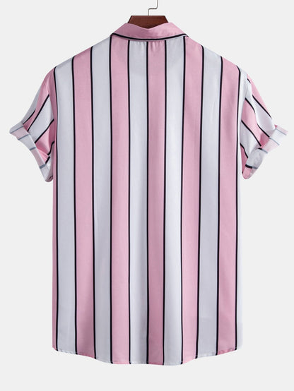 Stripe Print Button Up Shirt