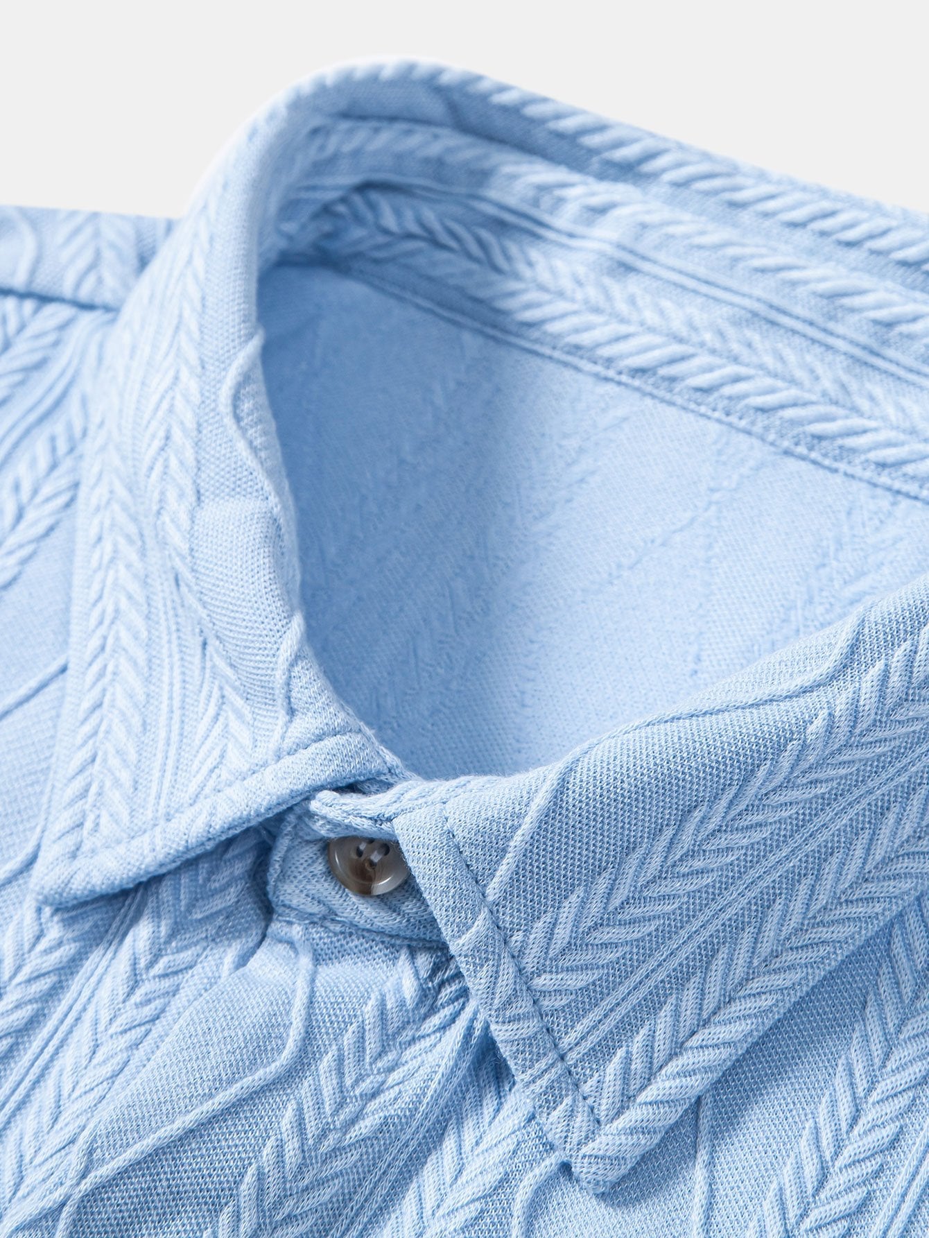Knitted Geometric Rhombus Jacquard Button Up Shirt