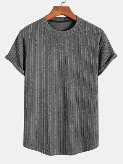 Muscle Fit Ribbed Arc Hem T-Shirt