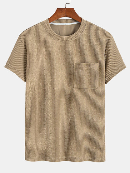 Muscle Fit Ribbed T-Shirt With Pocket