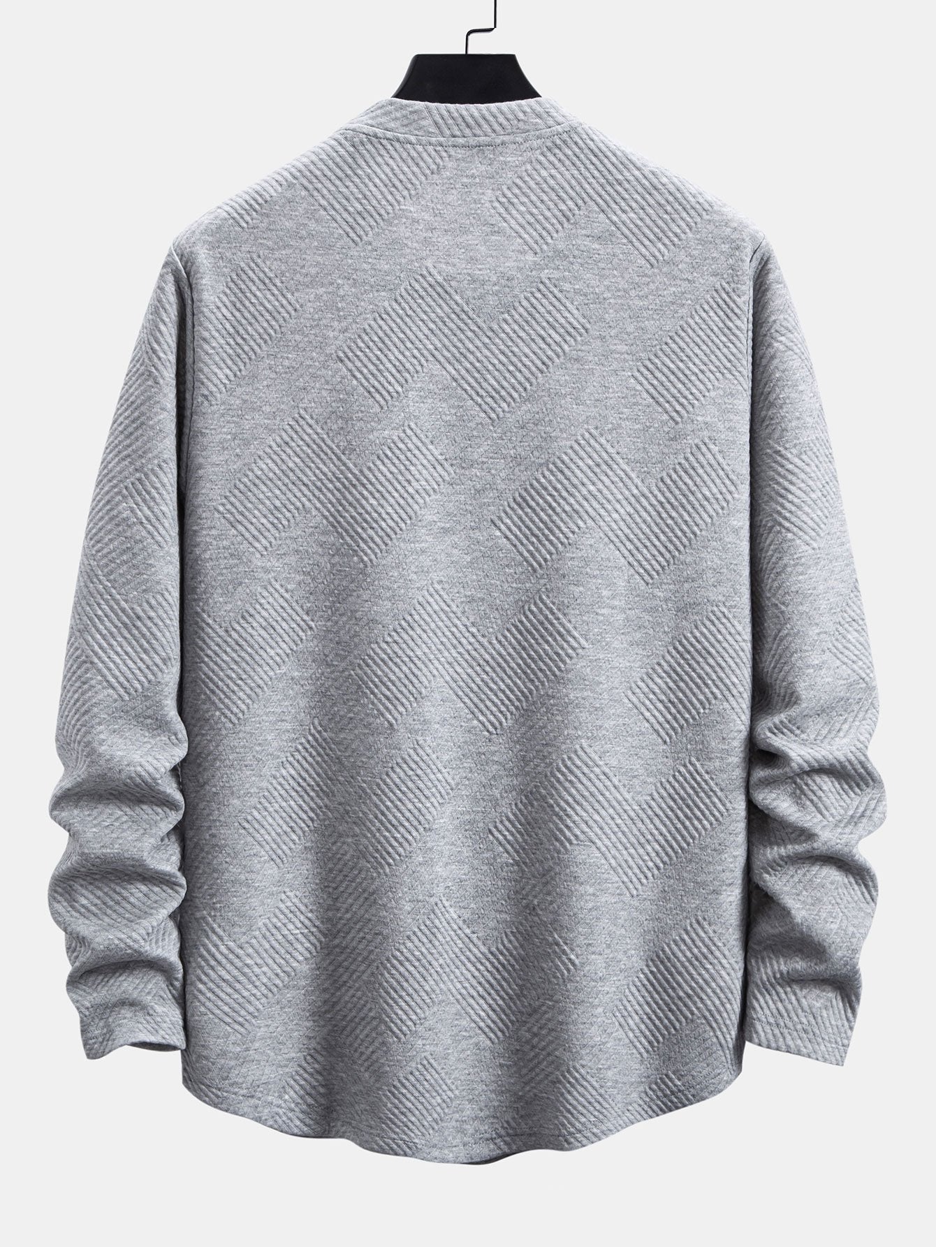 Long Sleeve Stripe Jacquard Arc Hem T-Shirt