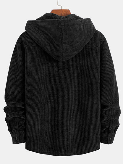 Fleece Lined Corduroy Hooded  Overshirt