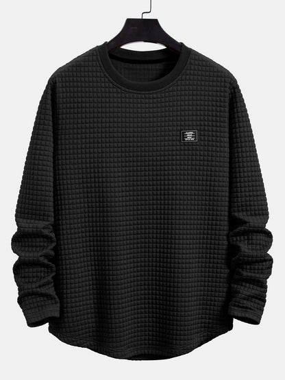 Long Sleeve Waffle Arc Hem T-Shirt