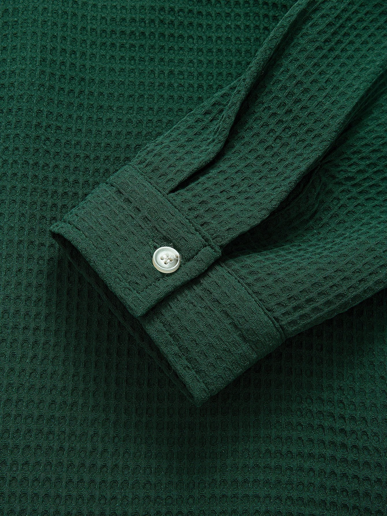 Long Sleeve Waffle Cuban Collar Shirt
