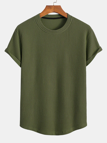 Knitted Waffle Arc Hem T-Shirt